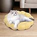 Baoblaze Soft Pet Nesting Bed Small Dog Bed Autumn Winter Pet Sleeping Pad Flower Shaped Round Cat Bed for Kitten Indoor Cats Puppy, Yellow