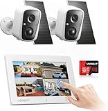 VORGUT Solar Camera Outdoor Wireless System with 7" Touchscreen Monitor, 2PCS 4MP Solar Powered Cameras for Home Security Indoor, PIR Human Detection, Color Night Vision, 2.4G/5G WiFi