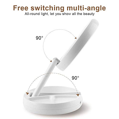 CLTech Lighted Folding Makeup Mirror Finishing Touch Flawless Folding Mirror with 21 LED Lights 1X 10X Magnification Double Sided Foldable Tabletop Multi-Angle Rotation for Home Travel