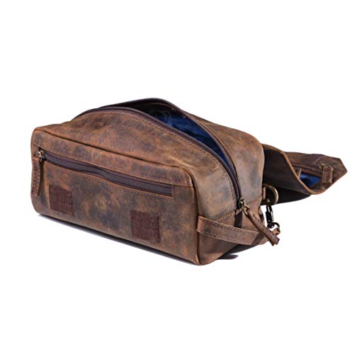 Necessaire Couro Legítimo + Kit Higiene Pessoal Para Viagem