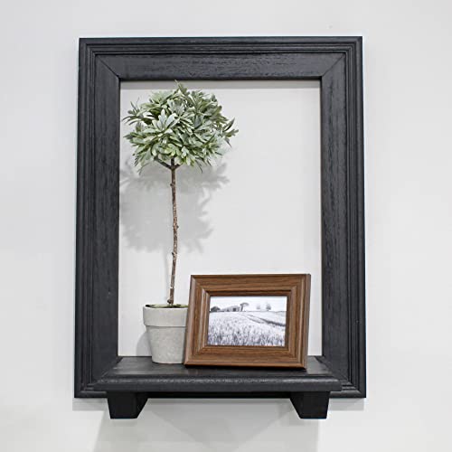 AuldHome Design Farmhouse Window Floating Shelf (Black); Rustic Window Frame w/Shelf Decorative Accent, Ideal for Entryway - Thumbnail 4
