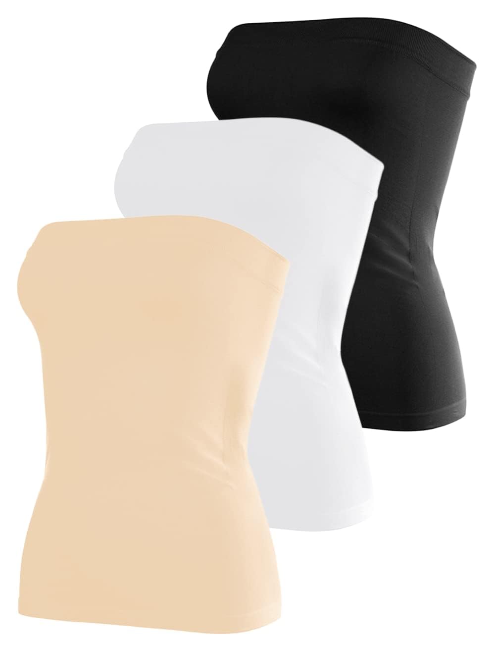 DYLH Cotton Tube Tops for Women Summer Cute Strapless Shirts Stretchy Basic Bandeau 3 Pack
