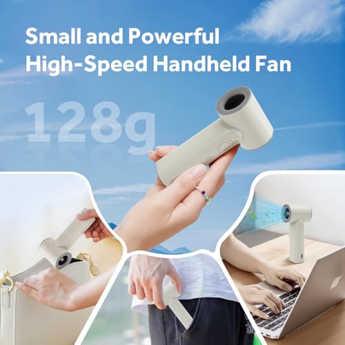 Portable Handheld Turbo Fan, 5 Gear Wind, LED Display, 4500mAh USB Rechargeable Hand Held Personal Fan, 15H Max Cooling Time, Suitable for Travel/Camping/Outdoor/Music Festival Summer Pocket Mini Fans - Image 4