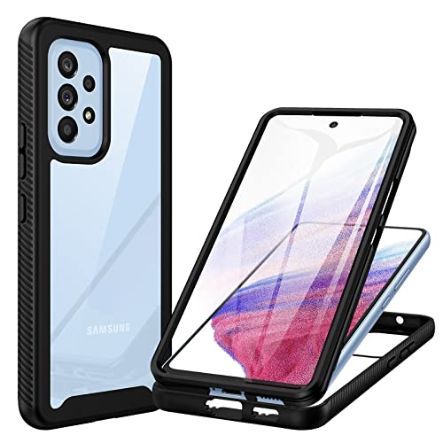 CENHUFO Funda Samsung A53 5G, Carcasa Antigolpes 360 Grados con Protector de Pantalla Integrado Robusto Doble Cara Bumper Transparente Case Completa Funda para Samsung Galaxy A53 5G (6,5”) Negro Cover