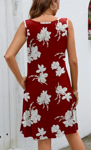 Image of Ladlop Summer Dresses for Women 2026 Beach Loose Casual A Line Dress Sleeveless V-Neck Sundress with Pockets