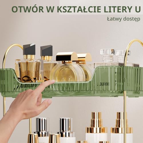 CESTATIVO Organizer na blat łazienkowy, zielony, stal nierdzewna, 30 cm dł. x 17 cm szer. x 48 cm wys., nowoczesne metalowe uchwyty, gładkie krawędzie, duża pojemność, minimalistyczny design, idealny