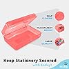 Enday Plastic Pencil Box with Snap Closure Lids Red, Small Utility Storage Crayon School and Office Supplies Case Organizer, Also Available in Glitter Pink, Purple, Blue, Green and Grey, 1 Pc #2