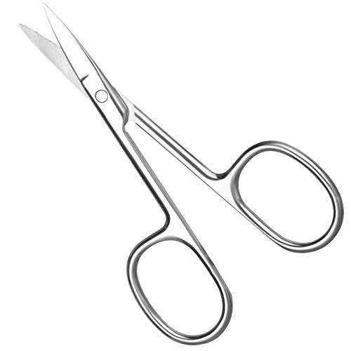 Eyebrow Hair Scissors, YGDZ Curved Tip Cuticle Scissors Stainless Steel Small Beauty Manicure Grooming Trimming Scissors for Eyebrow Eyelash Dry Skin Fingernail