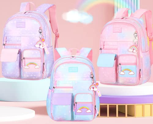 Mylshbest Rainbow Backpack For Girls, Large Capacity Student Laptop Backpacks Bookbag Casual Travel Princess Daypack #TOP4