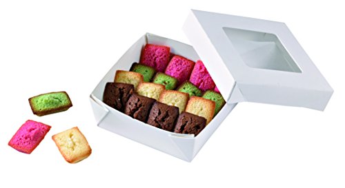 Image of PacknWood 210KRAYWH115 - White Box with Window - Small White Kray Box with Window Lid - White Bakery Box with Window (12 oz Capacity) - (3.9 x 3.9 x 1.6) (250 per case)