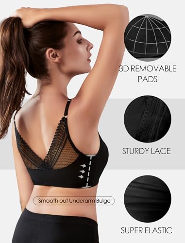 Image of Livona Wireless Bras for Women - Comfort Bralettes with Support Adjustable Seamless Sports Bras Lace Cami Crop S-XXL