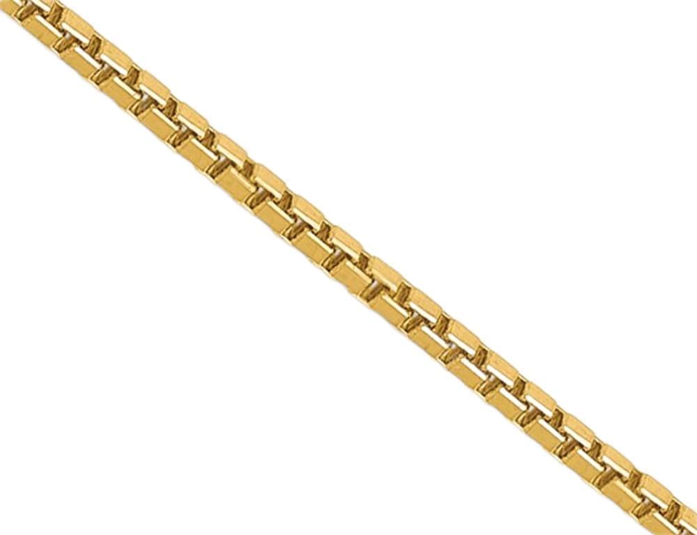14K Yellow Gold Box Chain Necklace in 24 Inches (0.90mm)
