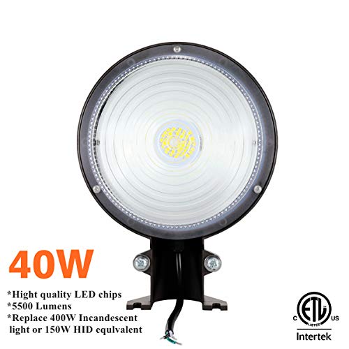 Shine Tech LED Security Area Light 40 Watts - Barn Light Dusk to Dawn with Photocell - Ultra Bright Yard Light 5500 Lumens, 5000K, 400W Incandescent or 150W HID Light Equal, 5-Year Warranty - Thumbnail 2