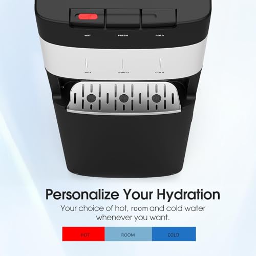 Image of IKT Bottom Load Water Cooler Dispenser 5 Gal Empty Bottle Alert Black | Child Safety Lock,Hot /Cold /Room /,Self Clean