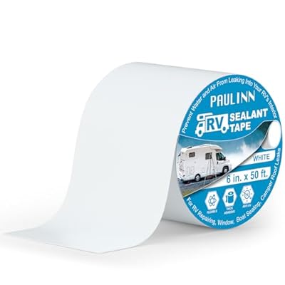 PAULINN RV Roof Sealant Tape, 6 Inch X 50 Foot Natural White Roofing Repair Tape, UV & Weatherproof Roof Seal Tape for RV Camper Trailer Boat Sealing Leak Repair
