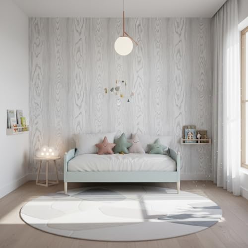 Image of White Wooden Peel and Stick Wallpaper Self-Adhesive Wood Contact Paper and Wallpaper Wood Grain Wallpaper for Walls, Countertops, Drawers, and Desk Cabinets.(45x300 cm)