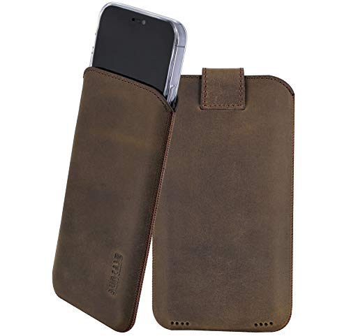 Coque silicone iPhone 16 et étui cuir marron vieilli protection antichoc 6.1