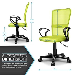 TRESKO® Sedia da Ufficio Sedia da scrivania Girevole con braccioli, Regolabile in Altezza, Sedile Imbottito, Sedia ergonomica, pistone Approvato SGS