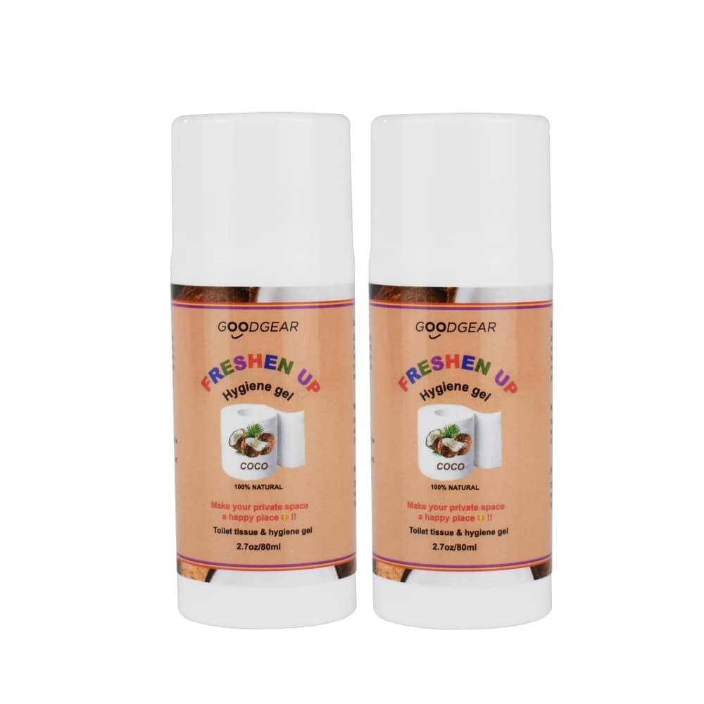 Goodgear Unisex 160ml 2 in 1 Toilet roll & Intimate hygiene gel|Sports & outdoors moisturising cleanliness|Soothing Anti chafing|Create Flushable Wipes|pocket size 80ml per bottle (coconut)