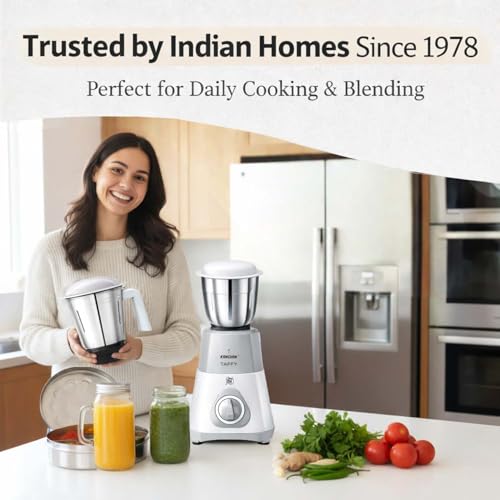 Image of Kanchan Mixer Grinder with 3 Stainless Steel Jars (650 Watts) - Tough Grinding & Fast Smooth Blending with Large Steel Jars (1.5 Ltr, 1 Ltr & 400ml Chutney Jar), Powerful Motor, ISI, 2 year Warranty