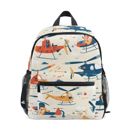 Sac à dos pour enfants à motif hélicoptères avec grand compartiment de rangement