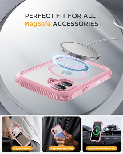 Image of Miracase for iPhone 17 Case with Privacy Screen Protector, Light Pink | Compatible with MagSafe, 360 Full Body Protection, Full Camera Protection, Military-Grade Shockproof Phone Case 6.3 inch