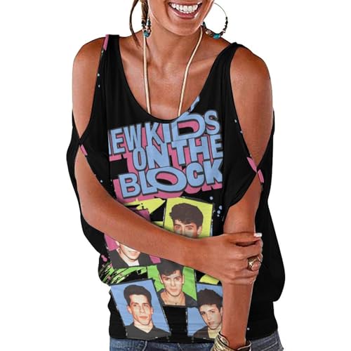 New-Kids On The-Block Shirts Womens Off Shoulder Tops Short Sleeves Casual Classic T-Shirt L