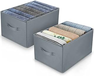 ZISHATUO Clothes Drawer Organisers, 2 Pcs Foldable Storage Organiser Drawer, Moisture and Mildew Proof Drawer Dividers Organiser for Jeans Sweaters Shirts Blanket