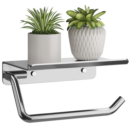 Toilet Paper Holder with 5.5'' Shelf, 304 Stainless Steel Screw
