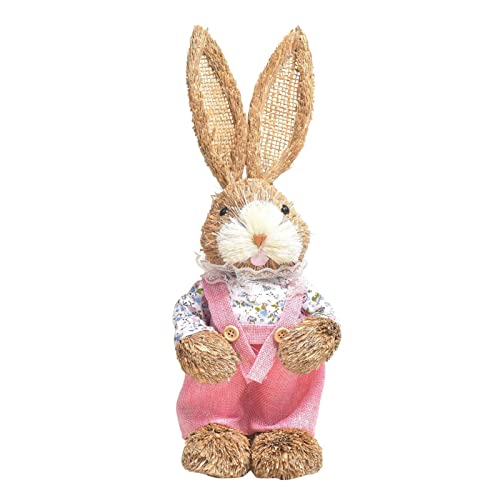 Foxglove Décoration De Lapin De Pâques en Paille, Décorations De Pâques en Lapin De Paille Mignon, Lapin De Pâques Drôle en Sisal avec Carotte pour La Décoration De Fête Et De Jardin Cover
