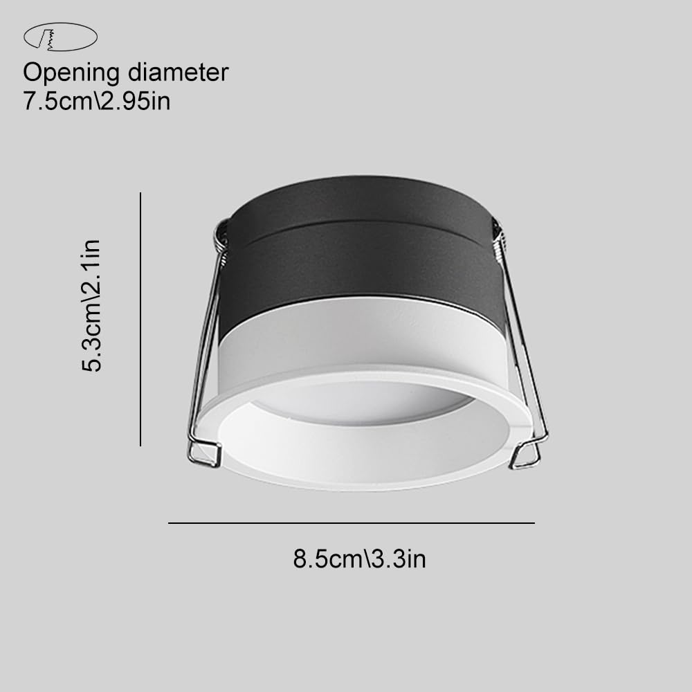 Foco empotrable de techo, foco de techo for baño, 3,3 pulgadas, IP65, resistente al agua, lámpara empotrada, foco direccional de aluminio blanco for cocina y balcón.(3500k,7W)
