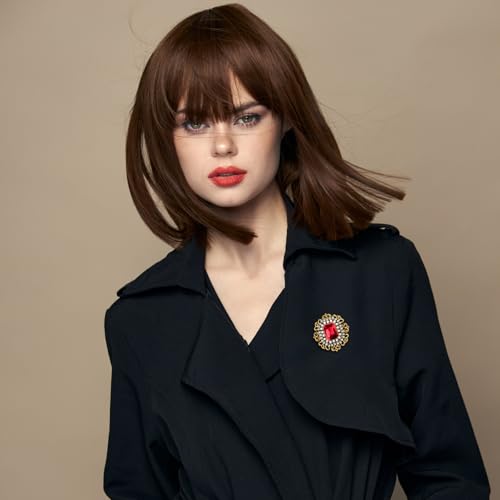 Image of Antique Rhinestone Brooch Pin for Women Victorian Brooches Vintage Crystal Flower Lapel Pins Clip Elegant Floral For Wedding Christmas Ornament Hat Sweater Coat Scarves Dress Badges Jewelry