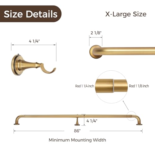 Image of TWOPAGES Burnished Brass French Return Curtain Rod 84 to 120 Inch