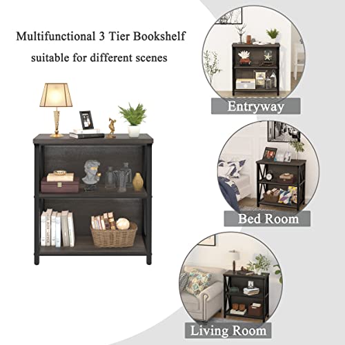 Fatorri Rustic Short 2 Shelf Bookshelf, Industrial Low Wood Bookcase, Farmhouse Small Book Case For Small Space (Walnut Brown) #TOP6