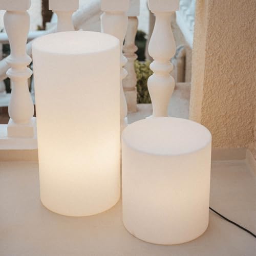 Newgarden   TUBY Lámpara de Pie Cilíndrica Hecha de Polietileno. Material Muy Resistente al Exterior y al Paso del Tiempo. Varios Acabamos y Tamaños (Solar + Batería Recargable (Luz RGB), ø35 x 38 cm)