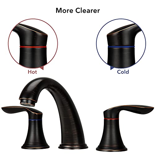Bathroom Sink Faucet, Faucet for Bathroom Sink, Widespread ORB Bathroom Faucet 3 Hole with Stainless Steel Pop Up Drain and cUPC Lead-Free Hose-(Oil Rubbed Bronze 2 Packs)