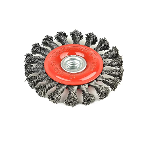 Image of Aain 10 PCS - 4 Inch Twist Knotted Wire Wheel Brush for Grinders and Angle Grinder - 5 /8 Inch-11 Threaded Arbor - 0.020 Inch Carbon Steel Wire,4 inch x 5 /8-Inch | 11 UNC (AQ19A10)
