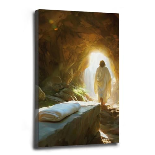 Christian Wall Art Victory in Jesus Christian Art Bible Art Jesus Art Resurrection Wall Art Empty Tomb Easter Risen Lord jesus canvas wall art Prints poster decor 8x12in-Framed
