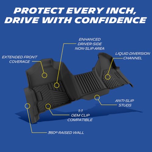 Image of Michelin Vehicle Mats for 2002-2008 Dodge Ram 1500, 2003-2009 Ram 2500 /3500 | Quad Cab Bench Seat, Not Fit 4X4 Shifter, All-Weather TPE Custom Fit Liner, Premier