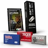 Parker Safety Razor Kit Rasatura Tradizionale, Lamette Doppio Taglio Parker Premium, Tiger Platinum e Tiger Superior, Prebarba Dawn of Glory