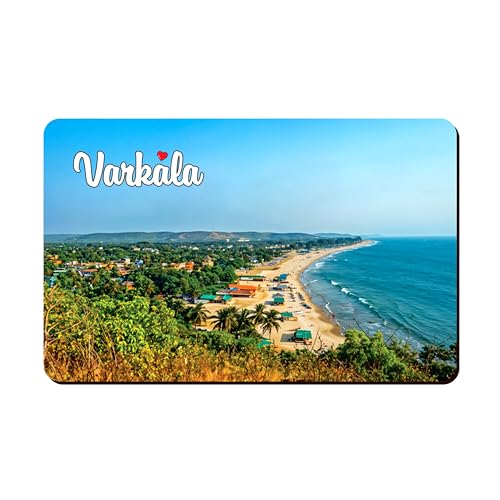 Image of Elegant Fridge Magnet with Themes |Rectangular Size Refrigerator Magnet with Magnetic Rubber Back | Pack of 1, 8.6cm X 5.4cm (Varkala)