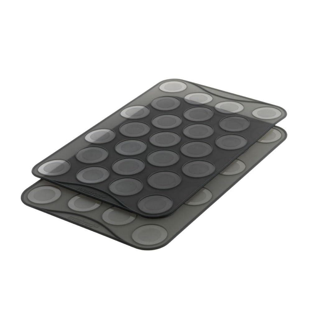 Mastard Macarones Baking Tray Set of 2-25 Cavities - Fillable Edge - Suitable for All Ovens - Smooth Back for Baking Meringue, Choux Dough, Cookies, Biscuits, etc.