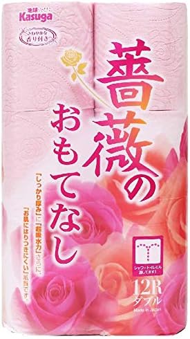 Amazon 薔薇のおもてなし ダブル２５ｍ ピンク １２ロール カラーロールにバラ柄デザイン １２ロール ８個ケース販売 薔薇のおもてなし トイレットペーパー