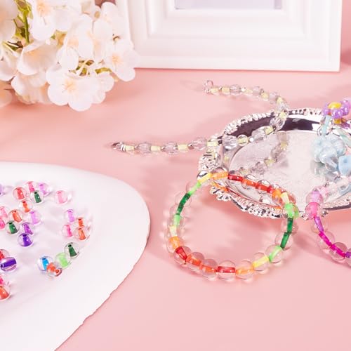 Image of XSEINO 24 Colors 1200PCS Core Filled Glass Beads Kit 6mm DIY Craft Glass Beads, Fit for Bracelets, Jewelry Making, Necklace