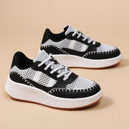 Meidiastra Women's Platform Fashion Sneakers Casual Chunky Low Top City Walking Shoes Lace UP Dolen Sneaker 2024 Orthopedic Walking Shoes with Plantar Fasciitis3