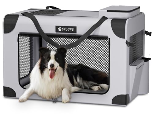 30/36/42 Inch Collapsible Dog Crate, 3-Door Portable Travel Dog C...