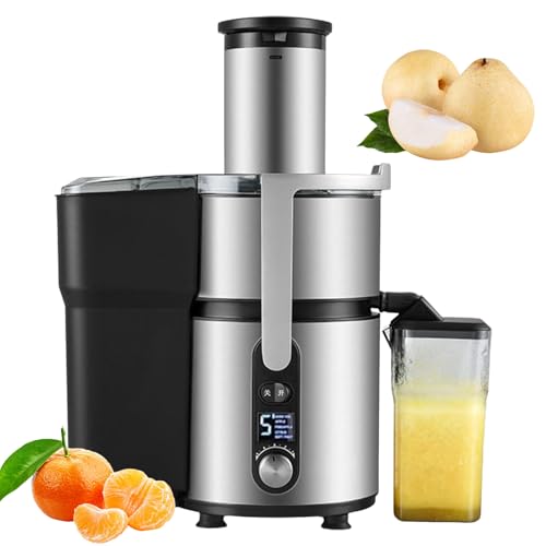 lilishangmao Exprimidor Centrífugo,Alta Retención De Nutrientes Y Alto Rendimiento De Jugo,Boca De 84mm De Ancho para Frutas Y Verduras Enteras Separación Eficaz De La Pulpa,Ajuste De 5 Velocidades