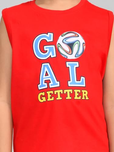Image of Lux Cozi Printed Round Neck Sleeveless Cotton T-Shirt for Boys | Prints May Vary |
