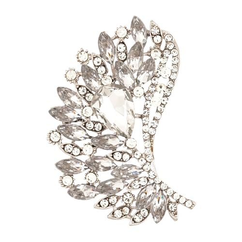 Image of Rhinestone Crystal Big Large Brooch Pin Jewerly Accessory Wing shape Gold Tone