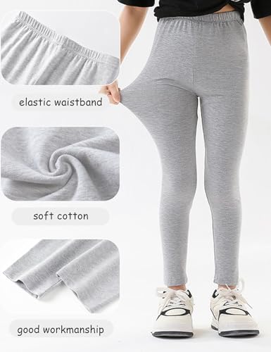 Kiench Pack of 7 Girls Leggings Cotton Full Length Tights Pants for School Sports Dance2